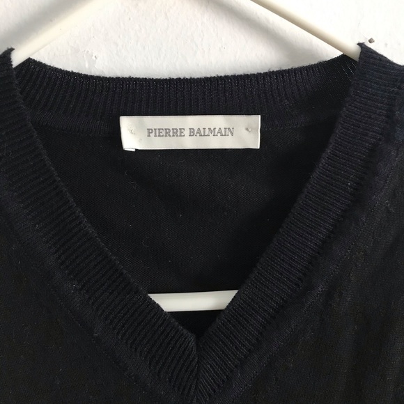 Pierre Balmain Black/Navy Vneck Sweater - Picture 2 of 7